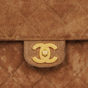Chanel CC Logo Brown Suede Top Handle