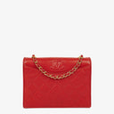 Chanel CC Logo Red Leather Full Flap Shoulder Bag
