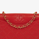 Chanel CC Logo Red Leather Full Flap Shoulder Bag