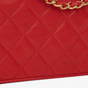 Chanel CC Logo Red Leather Full Flap Shoulder Bag