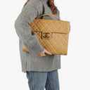 Chanel CC Maxi Logo Beige Briefcase
