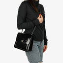 Chanel CC Square Black Patent Leather Flap Bag