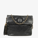 Chanel CC Tassel Quilted Black Leather Shoulder Bag
