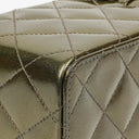 Chanel CC Vanity Case Olive Green Iridescent Quilted Patent Leather