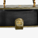 Chanel CC Vanity Case Olive Green Iridescent Quilted Patent Leather