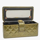 Chanel CC Vanity Case Olive Green Iridescent Quilted Patent Leather