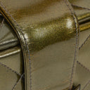 Chanel CC Vanity Case Olive Green Iridescent Quilted Patent Leather