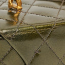 Chanel CC Vanity Case Olive Green Iridescent Quilted Patent Leather