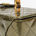 Chanel CC Vanity Case Olive Green Iridescent Quilted Patent Leather