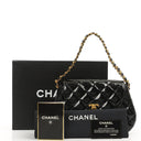 Chanel Chain Top Handle Single Flap Bag Black Quilted Patent Leather 24K Gold-Plated Hardware