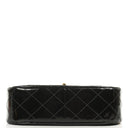 Chanel Chain Top Handle Single Flap Bag Black Quilted Patent Leather 24K Gold-Plated Hardware