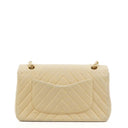 Chanel Chevron Medium Double Flap Bag In Beige Quilted Jersey And 24K Gold-Plated Hardware