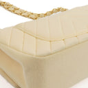 Chanel Chevron Medium Double Flap Bag In Beige Quilted Jersey And 24K Gold-Plated Hardware