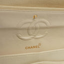 Chanel Chevron Medium Double Flap Bag In Beige Quilted Jersey And 24K Gold-Plated Hardware