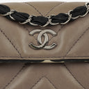 Chanel Chevron Mini Flap Quilted Lambskin And Printed Silk Trim With Silver Hardware