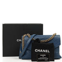 Chanel Chevron Stitched Large Envelope Compartment Flap Bag Blue Calfskin Gold-Tone Hardware, 2018-2019