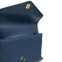 Chanel Chevron Stitched Large Envelope Compartment Flap Bag Blue Calfskin Gold-Tone Hardware, 2018-2019