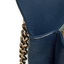 Chanel Chevron Stitched Large Envelope Compartment Flap Bag Blue Calfskin Gold-Tone Hardware, 2018-2019