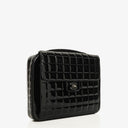 Chanel Chocolate Bar Briefcase Black Patent Leather With Silver Tone Hardware