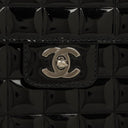 Chanel Chocolate Bar Briefcase Black Patent Leather With Silver Tone Hardware