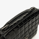Chanel Chocolate Bar Briefcase Black Patent Leather With Silver Tone Hardware