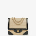 Chanel Chocolate Bar Lambskin And Patent Leather Single Flap Bag