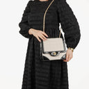 Chanel Chocolate Bar Leather And Patent Leather Single Flap Bag