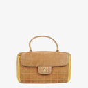 Chanel Chocolate Bar Yellow/Beige Suede Top Handle Flap Bag