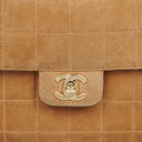 Chanel Chocolate Bar Yellow/Beige Suede Top Handle Flap Bag