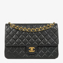 Chanel Classic Black Quilted Lambskin Double Flap Bag With 24K Gold-Plated Hardware