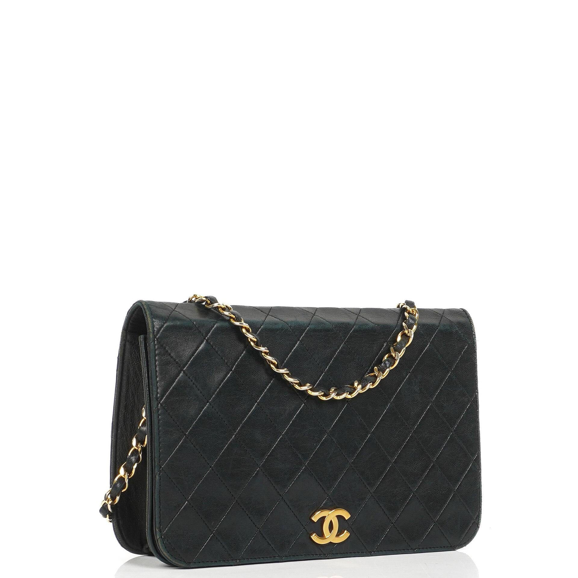 Chanel Classic Black Quilted Lambskin Full Flap Bag With 24K Gold-Plated Hardware