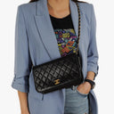 Chanel Classic Black Quilted Lambskin Full Flap Bag With 24K Gold-Plated Hardware