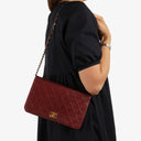 Chanel Classic Burgundy Quilted Lambskin Full Flap Bag With 24K Gold-Plated Hardware