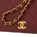 Chanel Classic Burgundy Quilted Lambskin Full Flap Bag With 24K Gold-Plated Hardware
