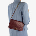 Chanel Classic Burgundy Quilted Lambskin Full Flap Bag With 24K Gold-Plated Hardware
