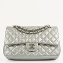 Chanel Classic Double Flap Bag Metallic Silver Quilted Lambskin With Silver-Tone Hardware