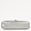 Chanel Classic Double Flap Bag Metallic Silver Quilted Lambskin With Silver-Tone Hardware