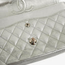Chanel Classic Double Flap Bag Metallic Silver Quilted Lambskin With Silver-Tone Hardware