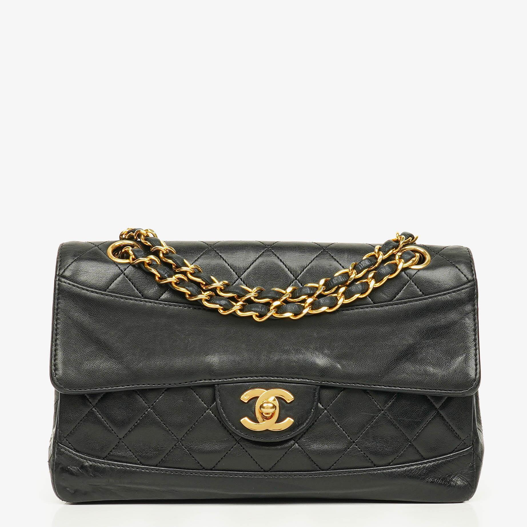 Chanel Classic Flap Bag Black Lambskin 24k Gold-Plated Hardware