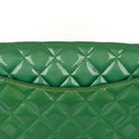 Chanel Classic Flap Clutch With Chain Green Quilted Patent Leather With Silver-Tone Hardware