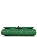 Chanel Classic Flap Clutch With Chain Green Quilted Patent Leather With Silver-Tone Hardware