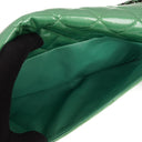 Chanel Classic Flap Clutch With Chain Green Quilted Patent Leather With Silver-Tone Hardware