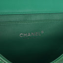 Chanel Classic Flap Clutch With Chain Green Quilted Patent Leather With Silver-Tone Hardware