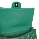 Chanel Classic Flap Clutch With Chain Green Quilted Patent Leather With Silver-Tone Hardware