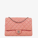 Chanel Classic Flap Clutch With Chain Quilted Leather With Silver-Tone Hardware