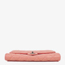 Chanel Classic Flap Clutch With Chain Quilted Leather With Silver-Tone Hardware