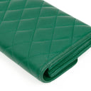 Chanel Classic Flap Long Wallet In Green Quilted Leather