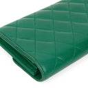 Chanel Classic Flap Long Wallet In Green Quilted Leather