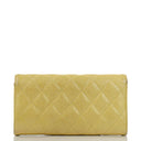 Chanel Classic Flap Wallet "Petite Maroquinerie" In Metallic Yellow Quilted Caviar Leather