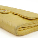 Chanel Classic Flap Wallet "Petite Maroquinerie" In Metallic Yellow Quilted Caviar Leather